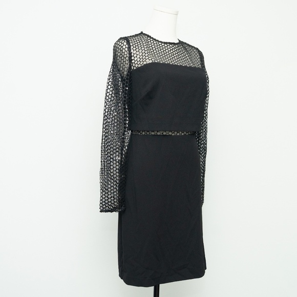 Aiden by Adrianna Papell -  Mesh-Trim Sheath Crepe Dress - Picture 7 of 10